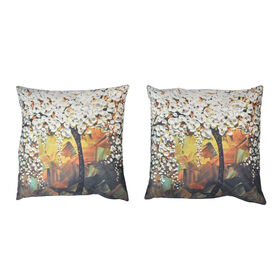2er-Set bedruckte Kissenbezüge, Größe 45x45 cm, Weiß und Mehrfarbig