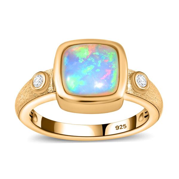 AA natürlicher, äthiopischer Welo Opal und Zirkon Ring - 1,77 ct. image number 5