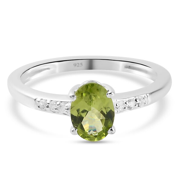 Nat&uuml;rlicher Peridot und Zirkon-Ring, 925 Silber  ca. 0,90 ct