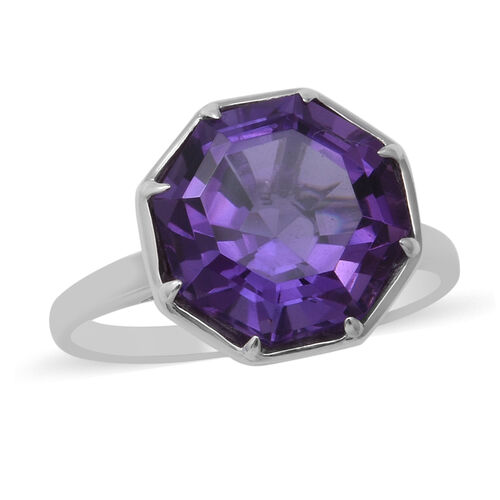 Lusaka Amethyst Solitär Ring 925 Silber Platin-Überzug image number 0
