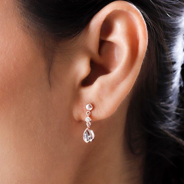 Morganit und wei&szlig;e Zirkon-Ohrringe, 925 Silber Ros&eacute;gold Vermeil ca. 0,76 ct image number 3