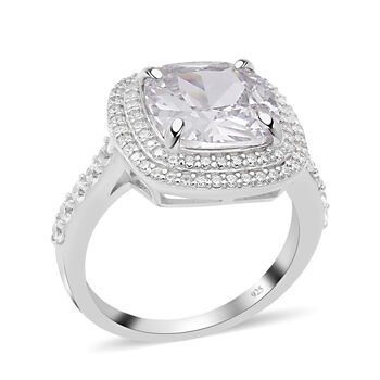 LUSTRO STELLA - wei&szlig;er Zirkonia-Ring, 925 Silber rhodiniert (Gr&ouml;&szlig;e 16.00) ca. 9.47 ct