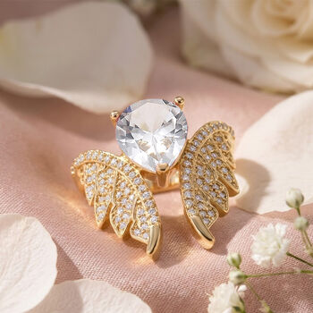 Wei&szlig;er Zirkonia Engelsfl&uuml;gel-Ring