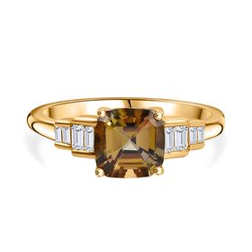 AAA Natürlicher goldener Tansanit und Diamant Ring in 585 Gold - 1,84 ct.
