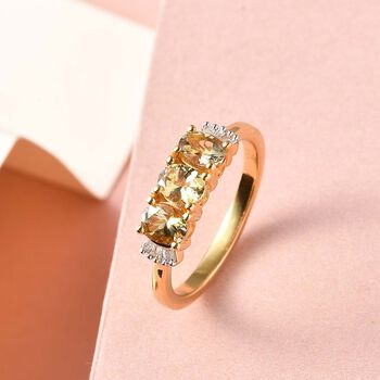 AA Nat&uuml;rlicher goldener Tansanit und Diamant-Ring - 1,03 ct.