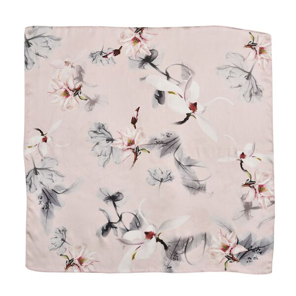 LA MAREY gemusterter Quadratschal aus 100% Seide, Rosa und grau image number 2