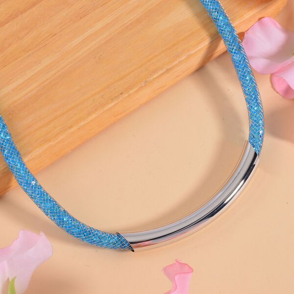 Blauer Kristall Halskette ca. 48 cm Messing image number 2