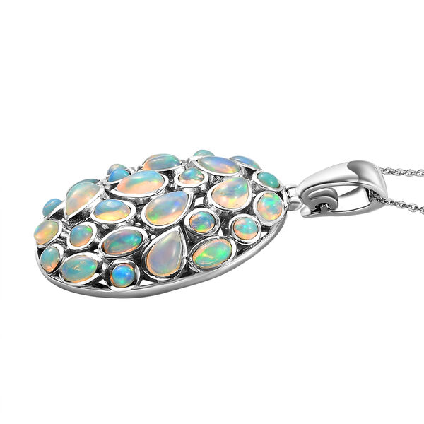 Natürlicher, äthiopischer Opal-Anhänger mit Kette, 925 Silber platiniert ca. 4.42 ct image number 4