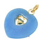 Blauer Jade und Miami Blau Welo Opal Herz-Anhänger, 925 Silber vergoldet ca. 40,32 ct image number 2
