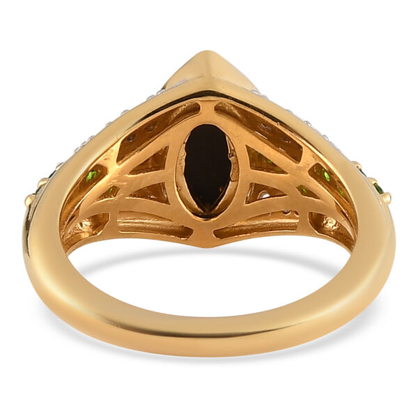 Kanadischer Ammolit und natürlicher Chromdiopsid-Ring, 925 Silber Gelbgold Vermeil  ca. 1,50 ct image number 6