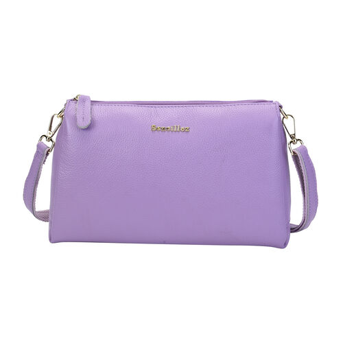 Sencillez Crossbody Tasche aus echtem Leder,  Größe 28x9x17 cm, Lila image number 0