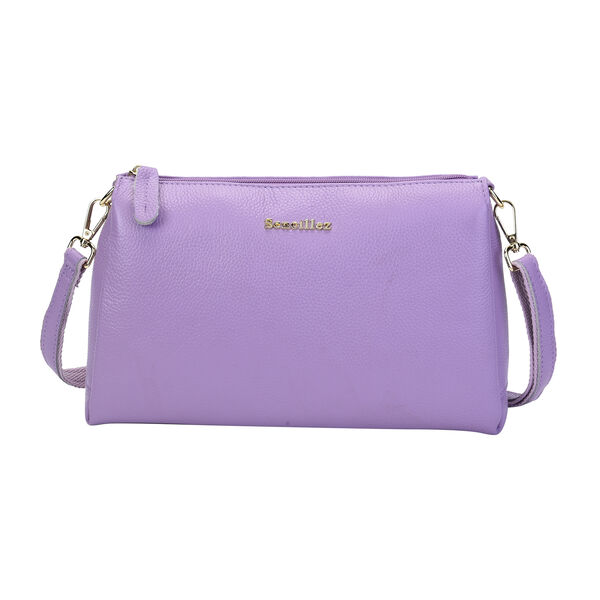 Sencillez Crossbody Tasche aus echtem Leder,  Gr&ouml;&szlig;e 28x9x17 cm, Lila