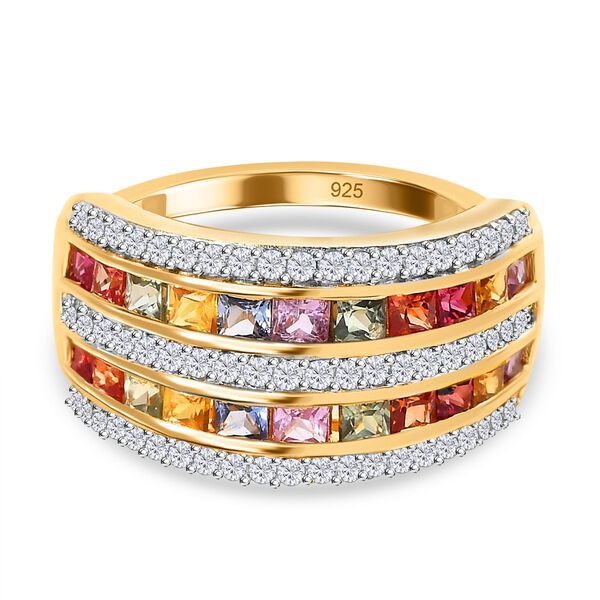 AAA mehrfarbiger Saphir und Zirkon-Ring - 2,43 ct.