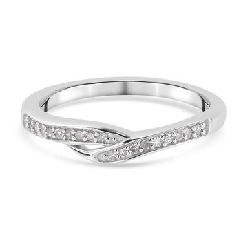 Diamant Bypass Ring 925 Silber platiniert (Gr&ouml;&szlig;e 17.00) ca. 0,10 ct