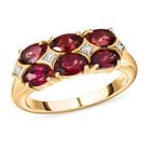 AAA Orissa Rose Granat, Weißer Zirkon Ring, 925 Silber Gelbgold Vermeil (Größe 16.00) ca. 2.12 ct image number 3