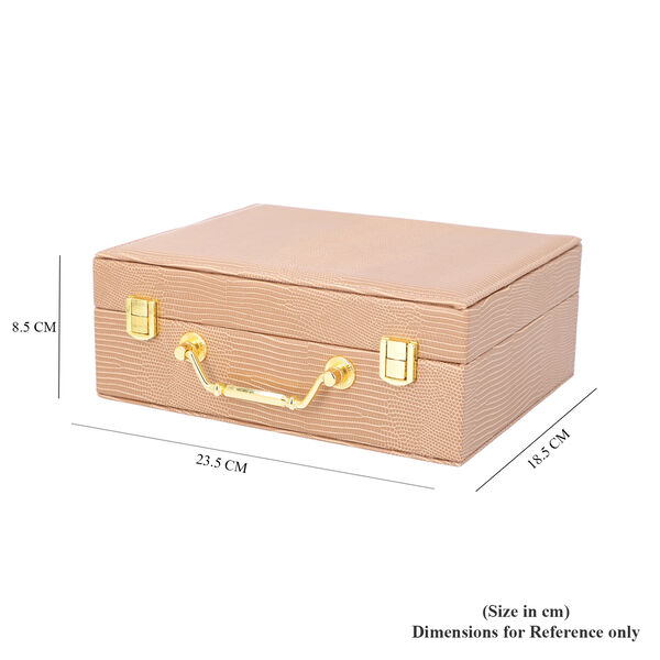 Schmuck Organizer mit Krokoprägung, Spiegel und Fächer, 23,5x18,5x8,5 cm, Elfenbein image number 6