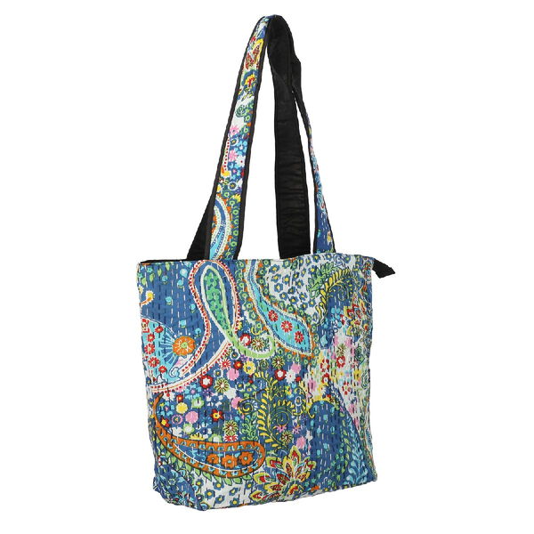 Kantha Schultertasche f&uuml;r Damen, Blau image number 5