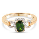 Natürlicher Chromdiopsid und weißer Zirkon Ring, 925 Silber vergoldet (Größe 16.00) ca. 0,88 ct