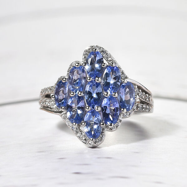 Tansanit und Zirkon Cluster Ring - 2,50 ct. image number 2