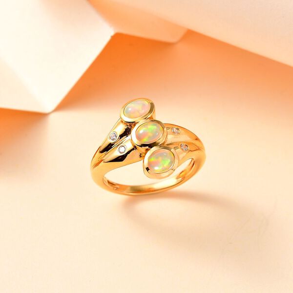 AA Natürlicher, äthiopischer Welo Opal und Zirkon-Ring - 0,76 ct. image number 2