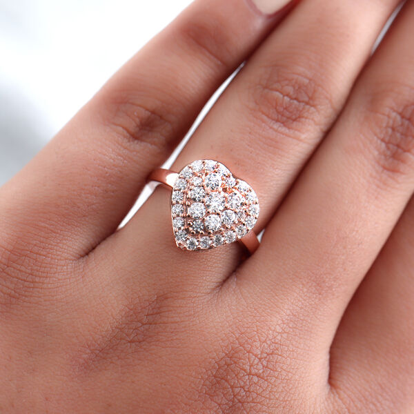 88 Facetten Moissanit Ring 925 Silber ros&eacute;vergoldet  ca. 0,89 ct image number 3