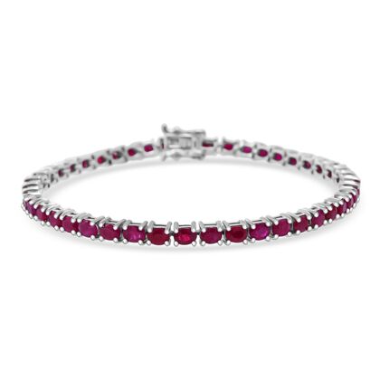 Nat&uuml;rlicher burmesischer Rubin Armband ca. 19 cm 925 Silber rhodiniert ca. 9.16 ct