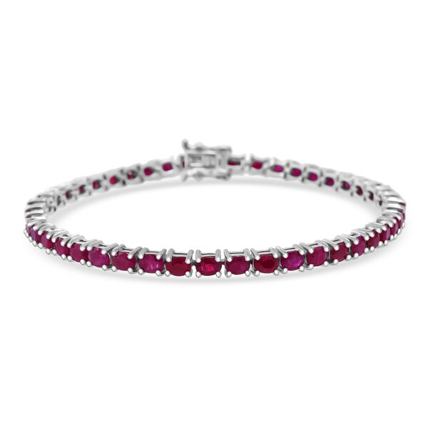 Nat&uuml;rlicher burmesischer Rubin Armband ca. 19 cm 925 Silber rhodiniert ca. 9.16 ct