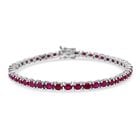 Natürlicher burmesischer Rubin Armband ca. 19 cm 925 Silber rhodiniert ca. 9.16 ct