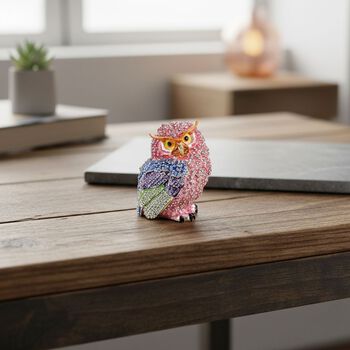 LIVMORE Eulen-Design Schmuckdose, 10x8cm, Rosa