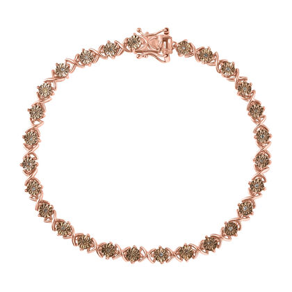 D'Joy Nat&uuml;rlicher Champagner Diamant Armband ca. 20 cm 925 Silber 750 Ros&eacute;gold Vermeil ca. 0,20 ct.