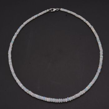 Nat&uuml;rlicher, &auml;thiopischer Welo Opal Halskette ca. 45 cm 925 Silber rhodiniert ca. 50,00 ct.