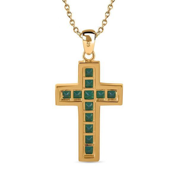 LUSTRO STELLA - Gr&uuml;ner Zirkonia Anh&auml;nger mit Kette, 925 Silber vergoldet ca. 2.78 ct image number 3