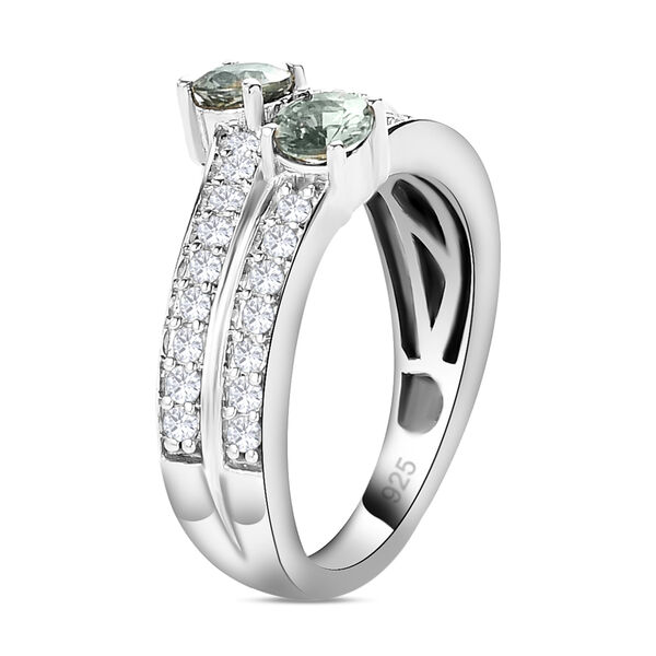 Natürlicher Parti-Saphir und weißer Zirkon-Ring, 925 Silber platiniert  ca. 1,26 ct image number 5