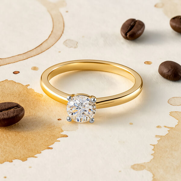 LUXURIANT DIAMOND - Lab Grown Diamant VS-EF SGL zertifiziert Ring, 925 Silber 750 Gelbgold Vermeil (Größe 19.00) ca. 0.50 ct image number 1