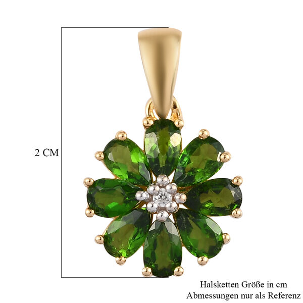 Nat&uuml;rlicher Chromdiopsid und floraler Zirkon-Anh&auml;nger in Silber, 1,78 ct. image number 6
