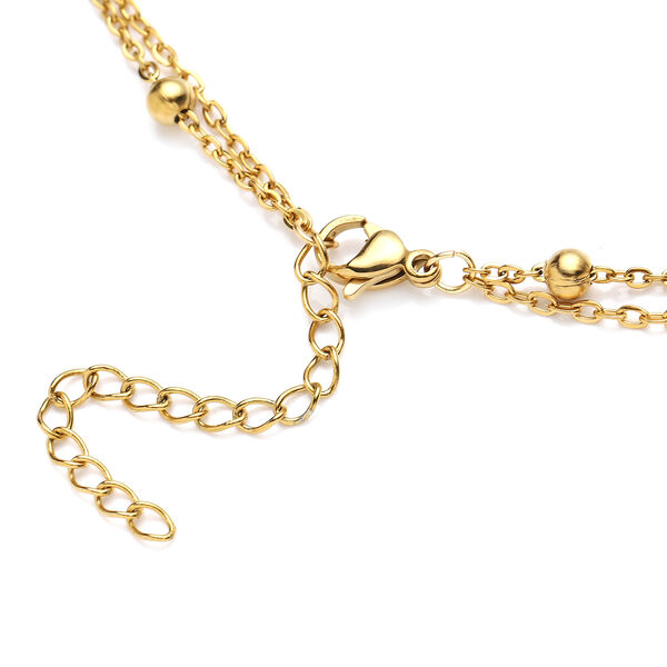 2-lagige Halskette, ca. 36 cm, Edelstahl IP-Gold image number 4