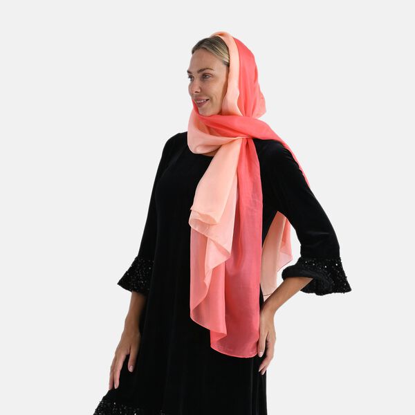 LA MAREY Signature Seidenschal aus 100% Maulbeerseide, 110 x 180 cm, Korallenrosa image number 3