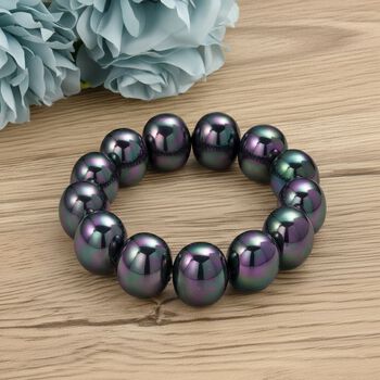 Flexibles pfaufarbenes Muschelkernperle Armband