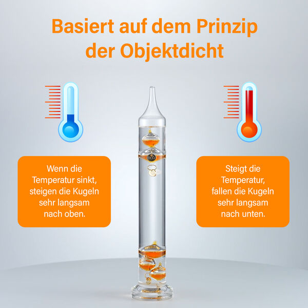 Galileo Thermometer mit schwimmenden Kugeln in Orange image number 8