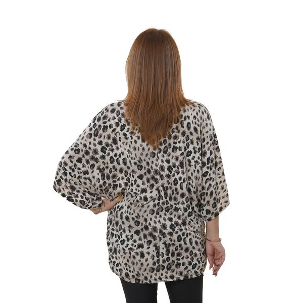 TAMSY - Drapiertes Strick-Top mit V-Ausschnitt, One Size, Leopard/Nude image number 2