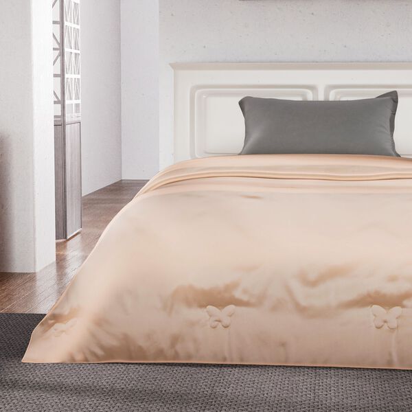 Serenity Night - 100% Maulbeerseide Sommerseidendecke mit Seidenf&uuml;llung Daunenkissen und Seidenkissenbezug Beige image number 17