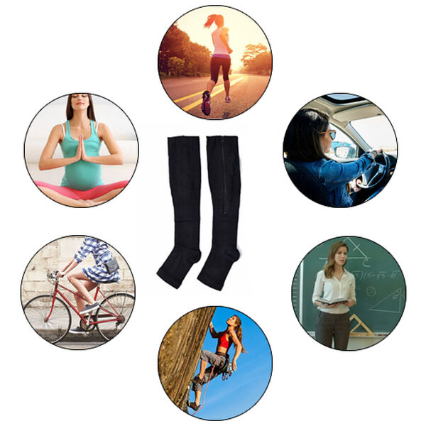 2er-Set Kompressionskniestr&uuml;mpfe mit Rei&szlig;verschluss, Gr&ouml;&szlig;e: L/XL, 8-10, Schwarz image number 3