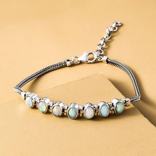 Natürliches, äthiopisches Welo Opal Armband, ca. 19 cm, 925 Silber ca. 2.73 ct image number 1