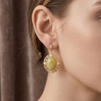 Nat&uuml;rlicher Baltischer Butterscotch-Bernstein, Wei&szlig;er Zirkonia Ohrringe 925 Silber vergoldet