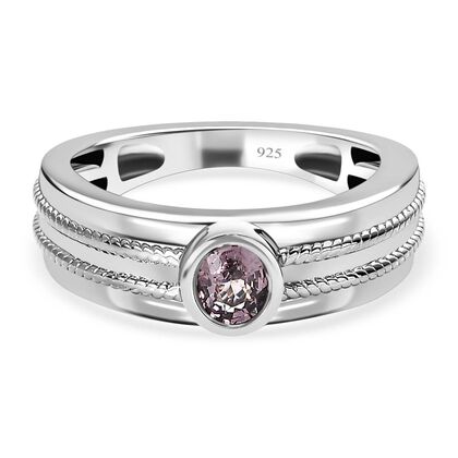 AA Nat&uuml;rlicher Tansanischer Lavendel-Spinell Ringe 925 Silber platiniert (Gr&ouml;&szlig;e 19.00) ca. 0.43 ct