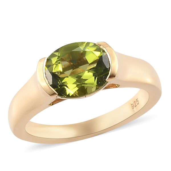 Peridot Solit&auml;r Ring 925 Silber 585 Vergoldet image number 5