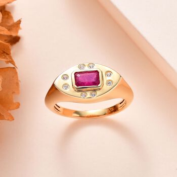 AA afrikanischer Rubin und Zirkon Ring - 0,93 ct.