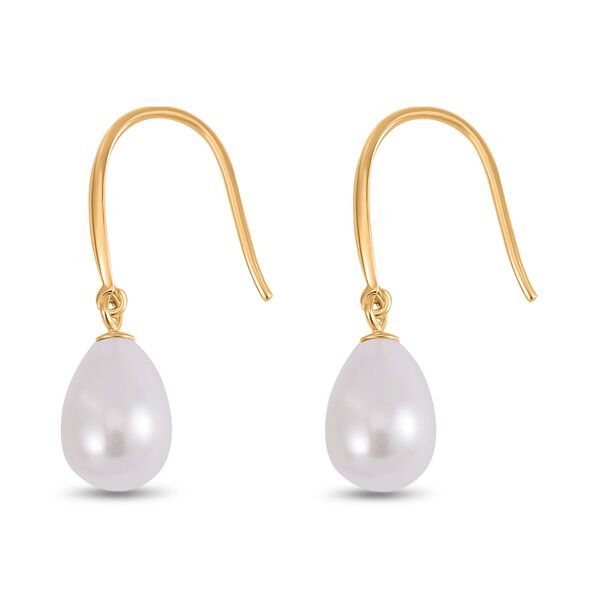 Weiße Muschelkernperle Ohrringe, 925 Silber vergoldet - 8 ct. image number 4