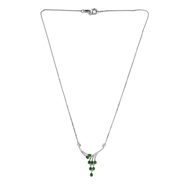 Natürliche Chromdiopsid Halskette, ca. 45 cm, 925 Silber platiniert ca. 1.19 ct image number 4