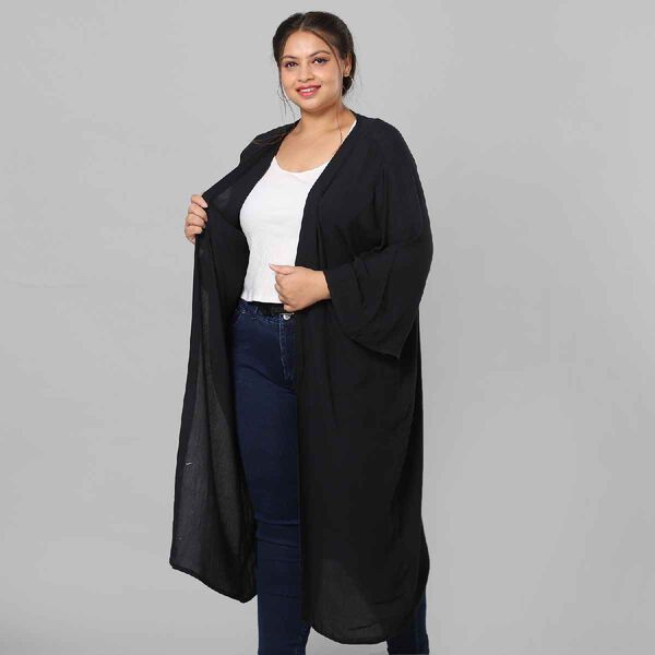 Einzigartiger Duster Kimono, Einheitsgr&ouml;&szlig;e, Schwarz image number 4